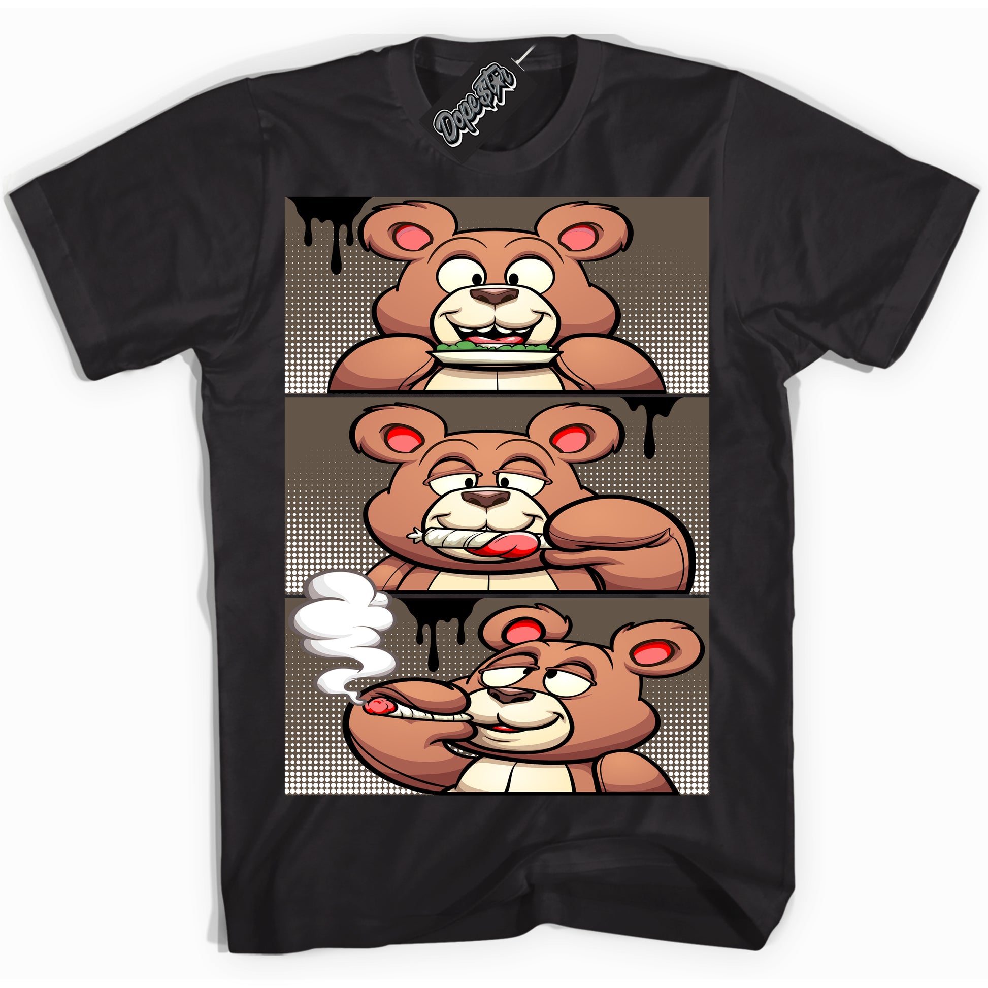 Cool Black Shirt with “Roll It Lick It Smoke It” design that perfectly matches the Mocha Palomino 1s Jordans.