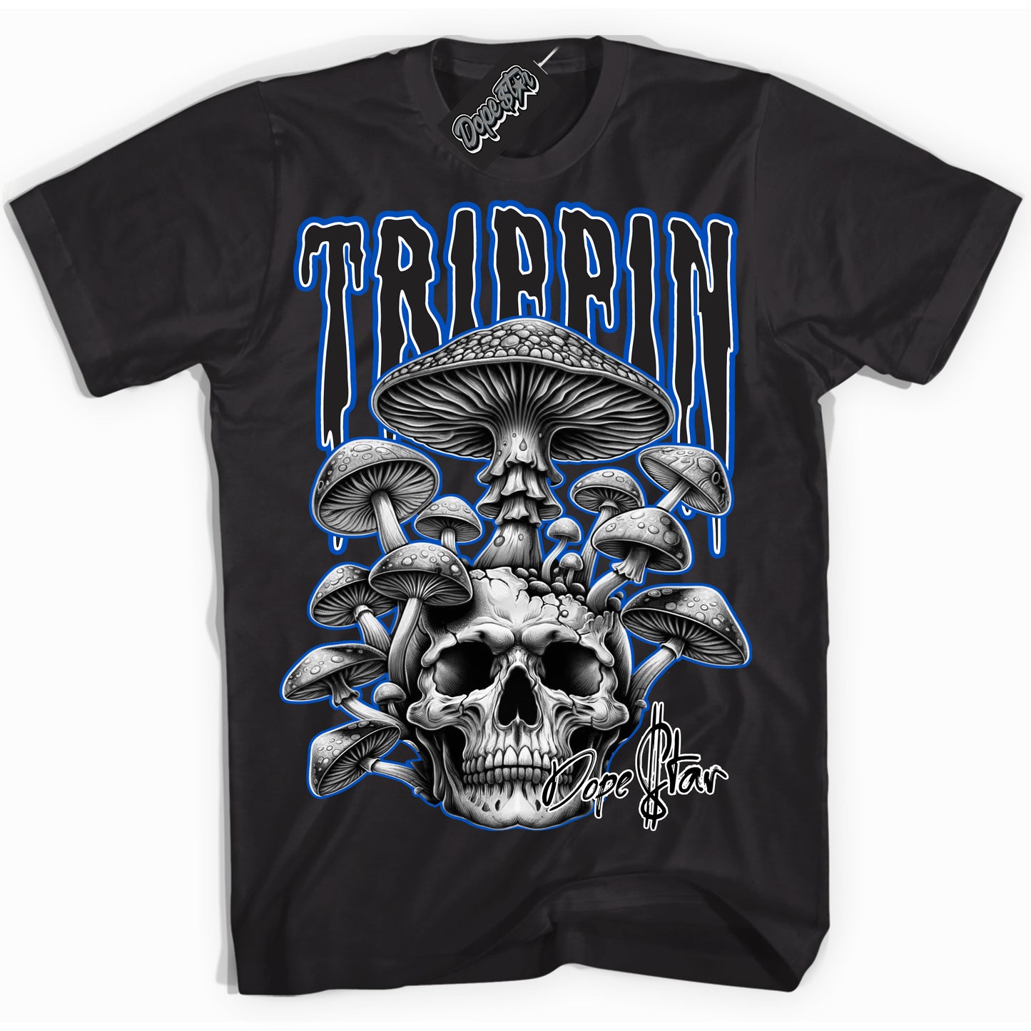 Cool Black Shirt with “Trippin” design that perfectly matches Quai 54 1s.
