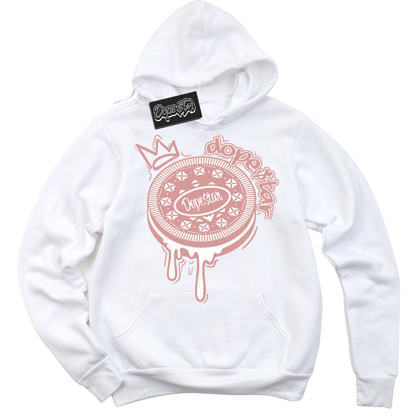 Cool White Hoodie with “Oreo DS” design that Perfectly Matches Legend Pink 1s Jordans.