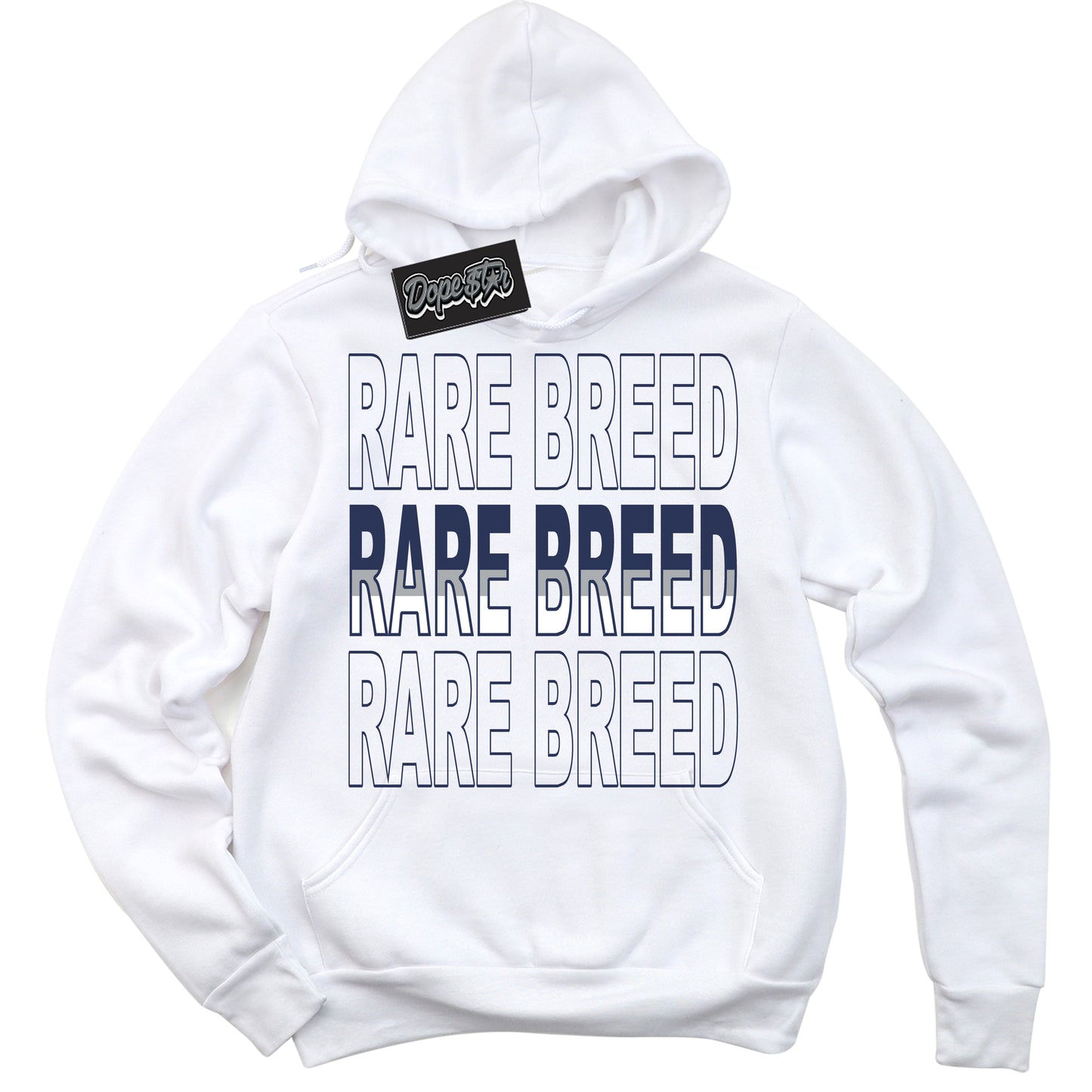 Cool Black Hoodie with “Rare Breed” design that Perfectly Matches Wolf Grey Midnight Navy 1s Jordans.