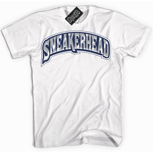 Cool White Shirt with “Sneakerhead” design that perfectly matches the Wolf Grey Midnight Navy 1s Jordans.