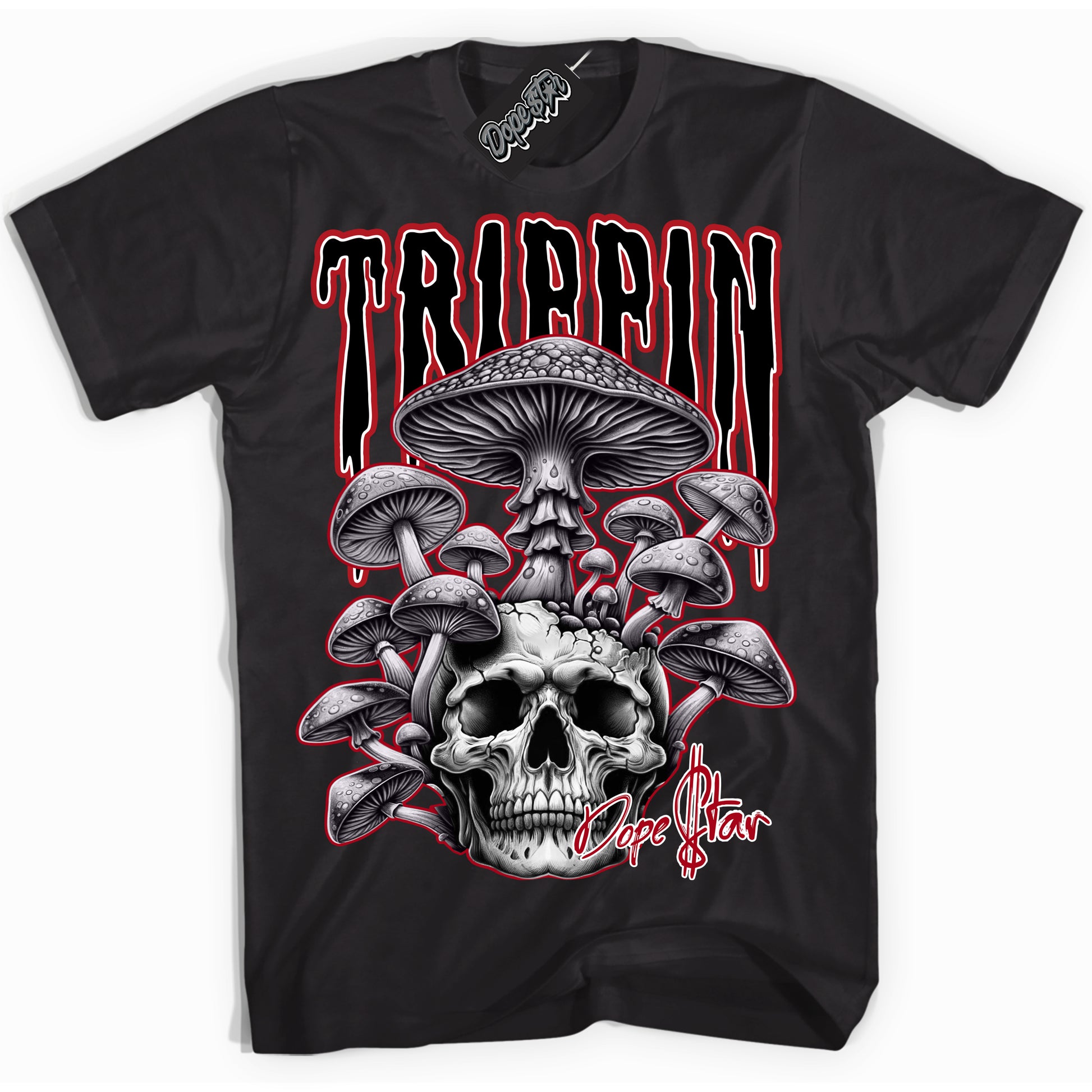 Cool Black Shirt with “Trippin” design that perfectly matches Mid Bred Shadow 1s.