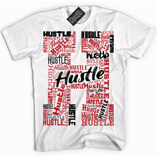 Cool White Shirt with “Hustle H” design that perfectly matches the Black Toe Reimagined 1s Jordans.
