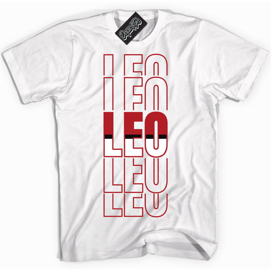Cool White Shirt with “Leo” design that perfectly matches the Black Toe Reimagined 1s Jordans.
