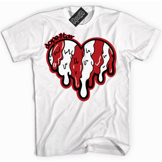 Cool White Shirt with “Melting Heart” design that perfectly matches the Black Toe Reimagined 1s Jordans.
