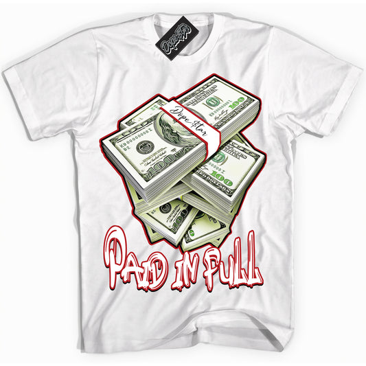 Cool White Shirt with “Paid In Full” design that perfectly matches the Black Toe Reimagined 1s Jordans.
