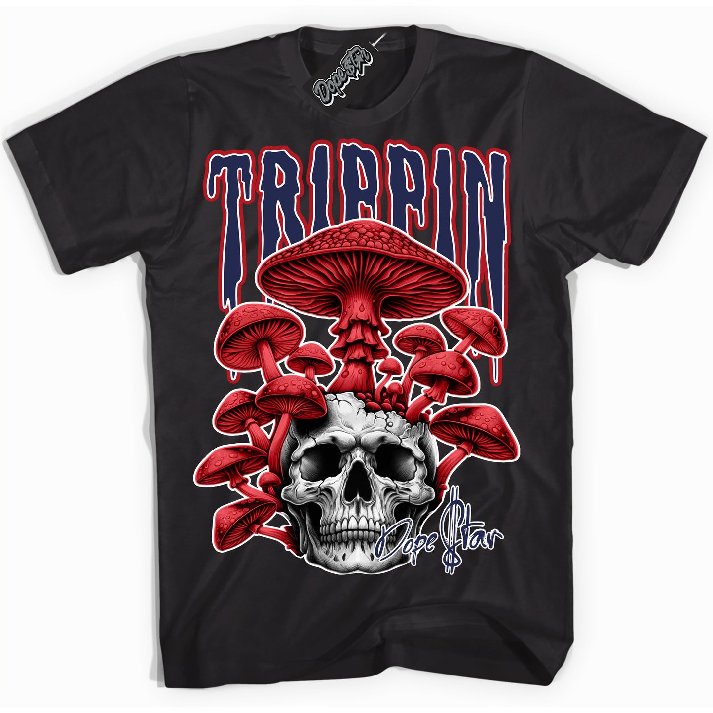 Cool Black Shirt with “Trippin” design that perfectly matches Golf USA 1s.