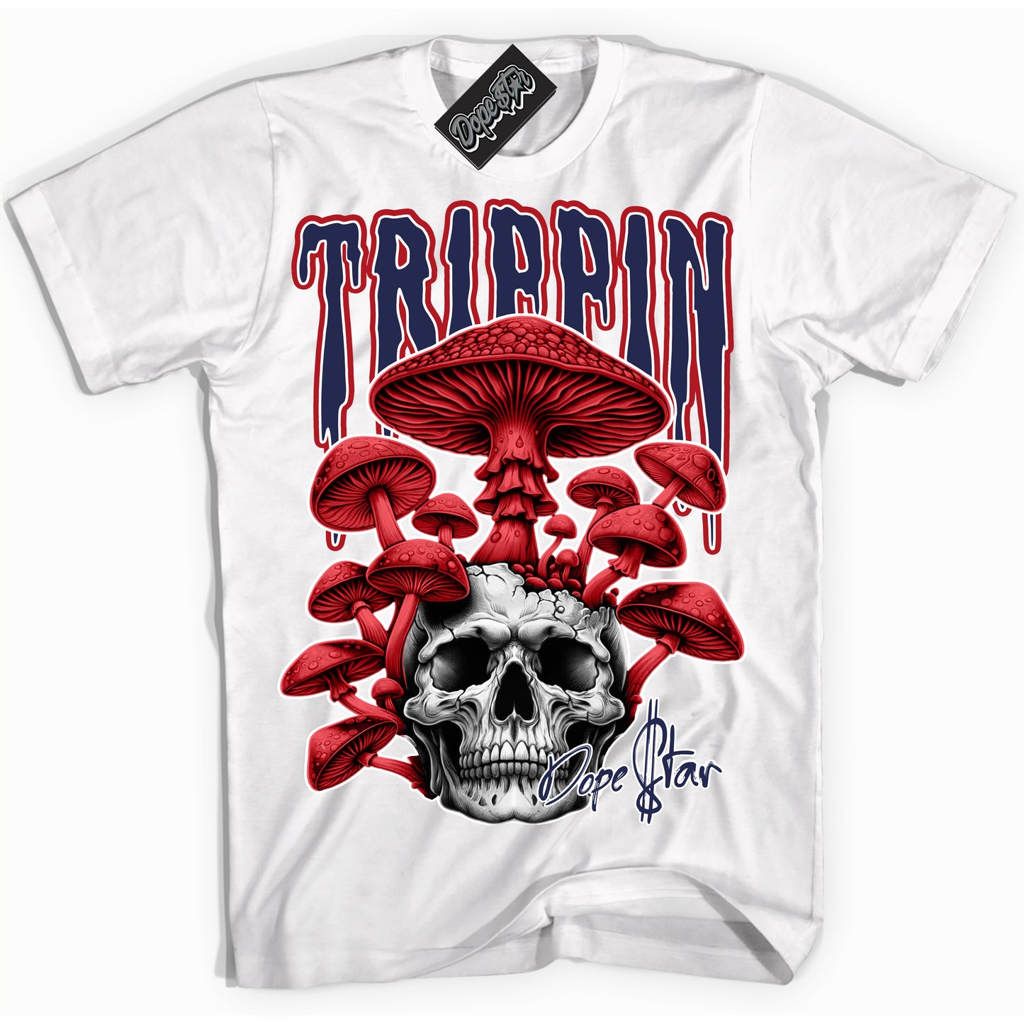 Cool White Shirt with “Trippin” design that perfectly matches Golf USA 1s.