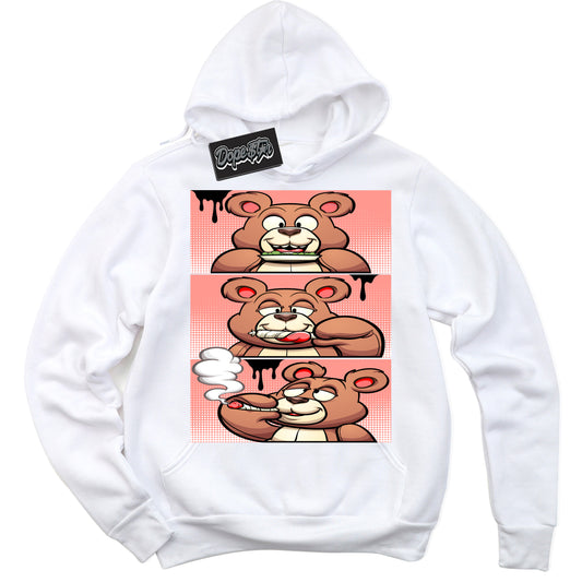 Cool White Hoodie with “Roll It Lick It Smoke It Bear” design that Perfectly Matches Paris Saint-Germain 1s Jordans.