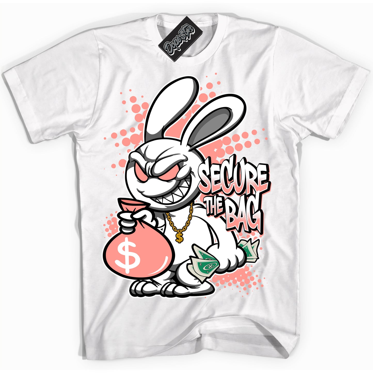 Cool White Shirt with “Secure The Bag” design that perfectly matches the Paris Saint-Germain 1s Jordans.
