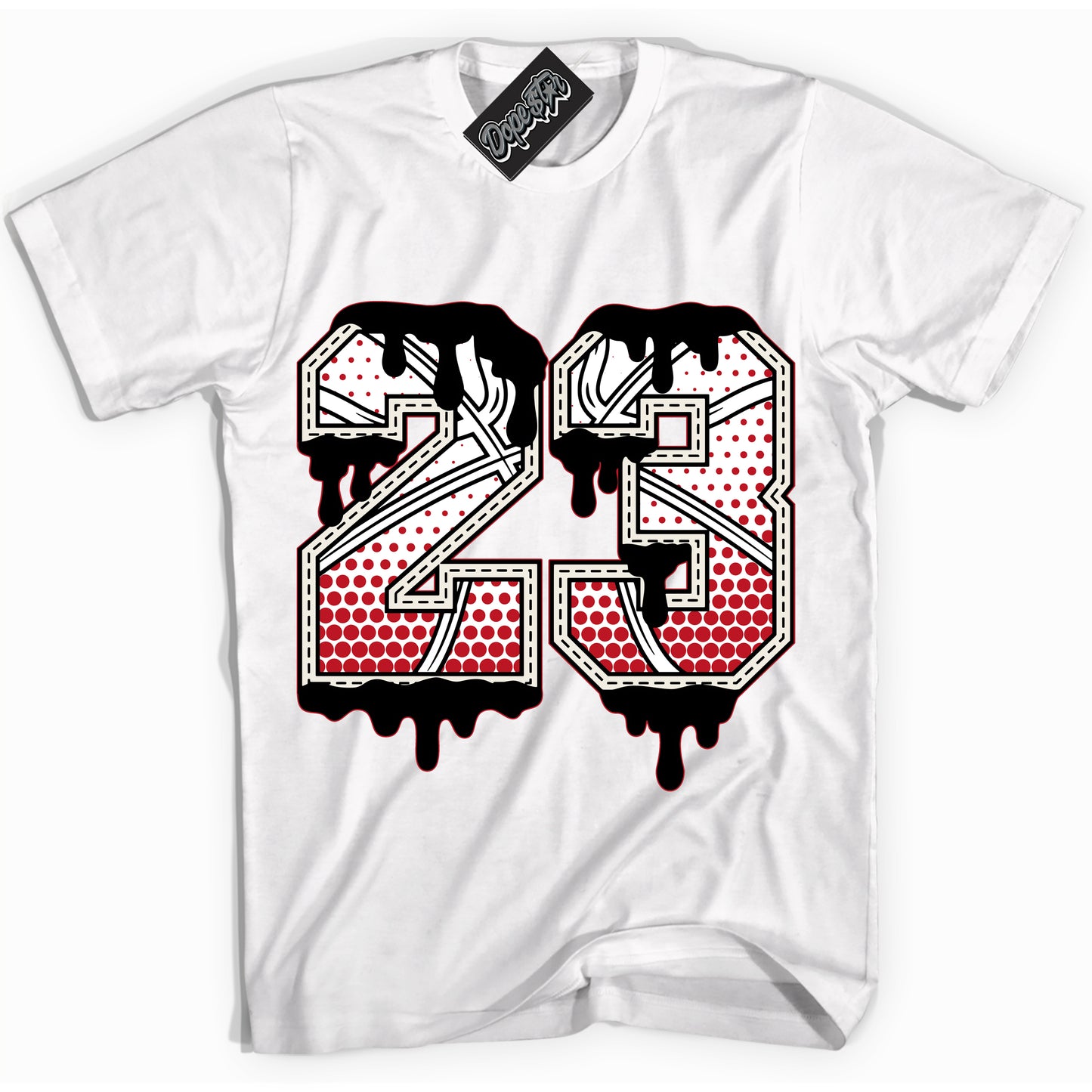 Cool White Shirt with “23 Ball” design that perfectly matches the Trophy Room 1s Jordans.
