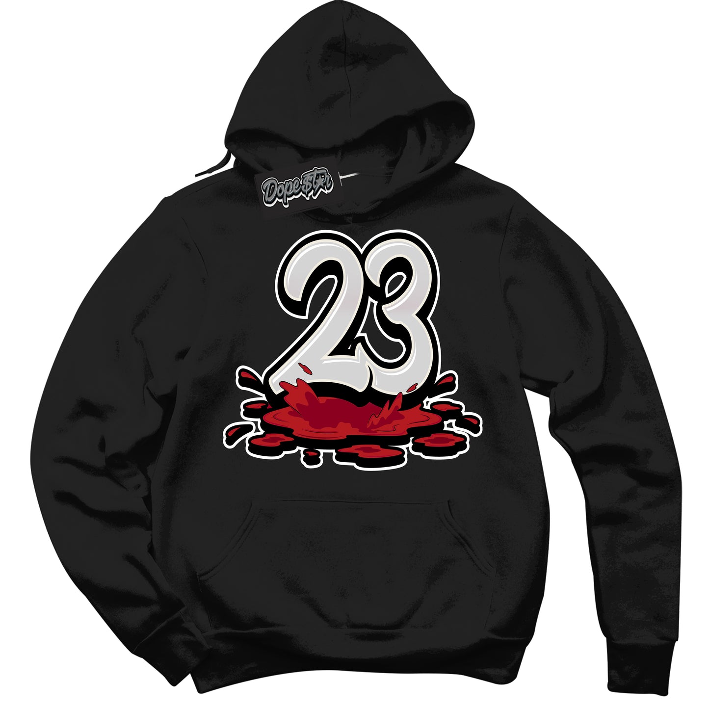 Cool Black Hoodie with “23 Melting” design that Perfectly Matches Trophy Room 1s Jordans.
