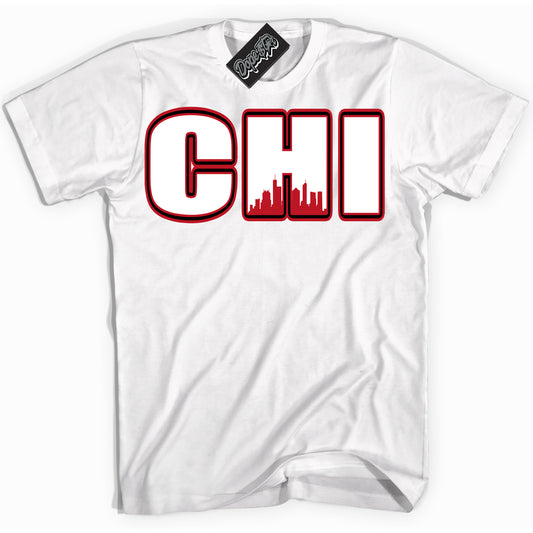 Cool White Shirt with “Chicago” design that perfectly matches the Trophy Room 1s Jordans.