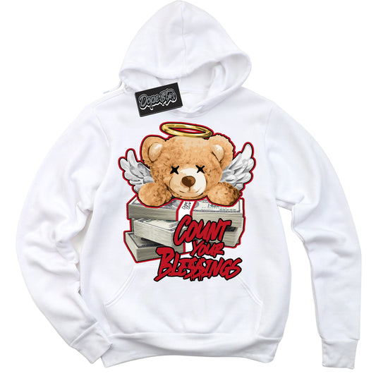 Cool White Hoodie with “Count Your Blessings” design that Perfectly Matches Trophy Room 1s Jordans.