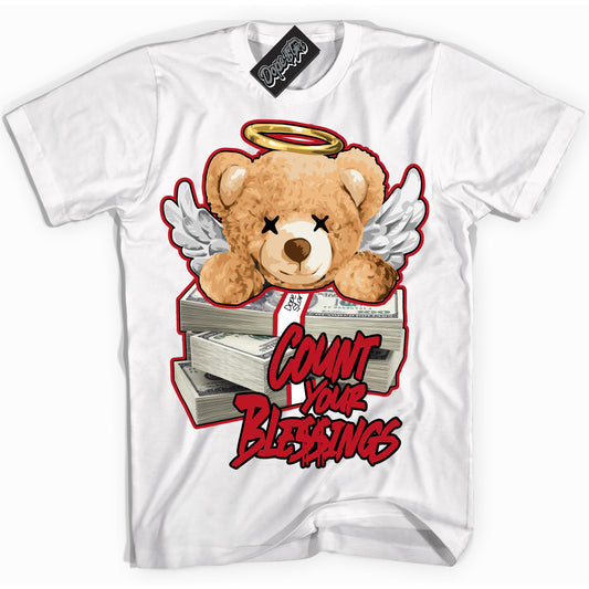 Cool White Shirt with “Count Your Blessings” design that perfectly matches the Trophy Room 1s Jordans.