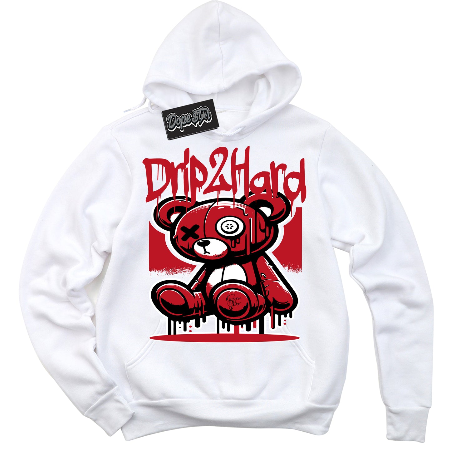 Cool White Hoodie with “Drip 2 Hard” design that Perfectly Matches Trophy Room 1s Jordans.