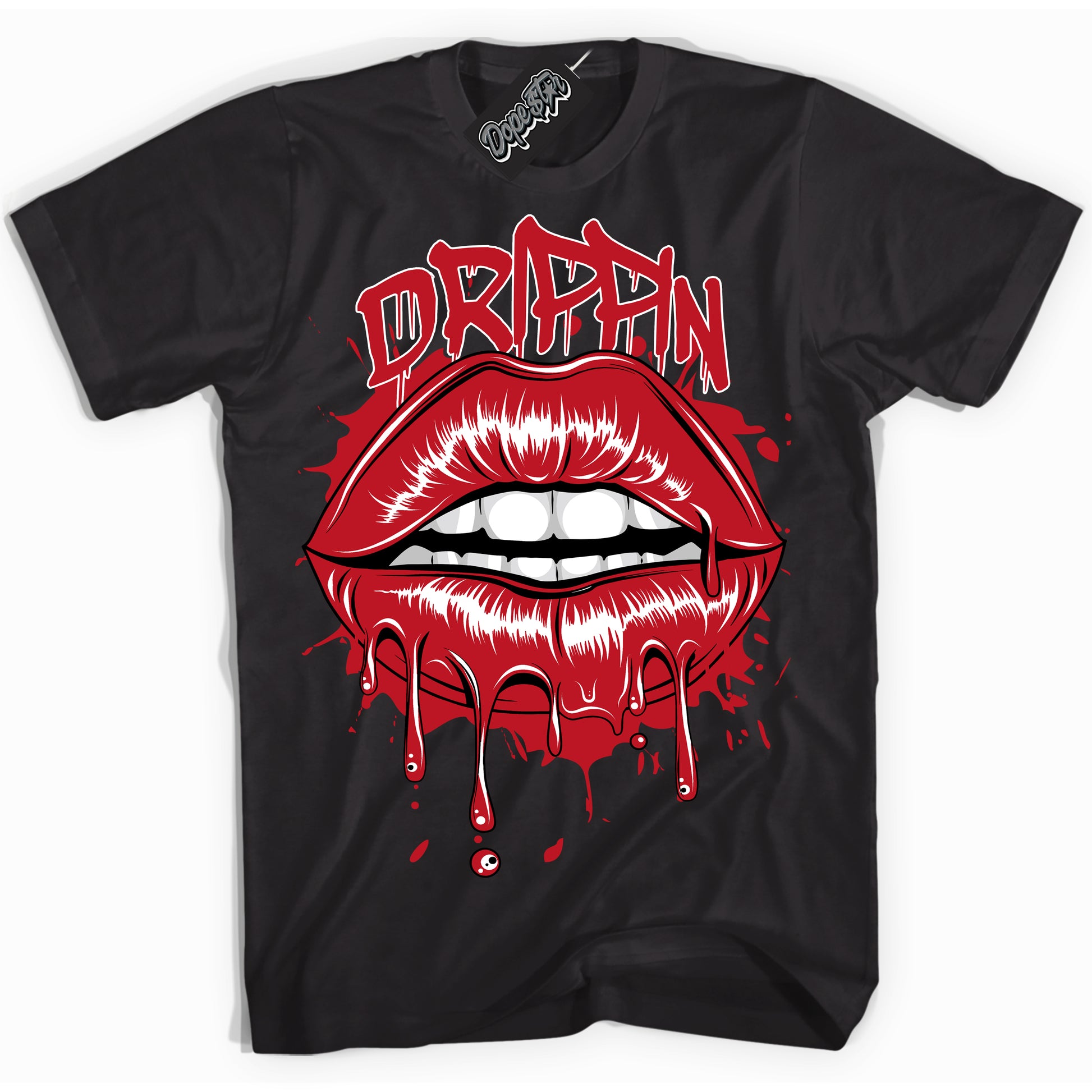 Cool Black Shirt with “Drippin” design that perfectly matches the Trophy Room 1s Jordans.