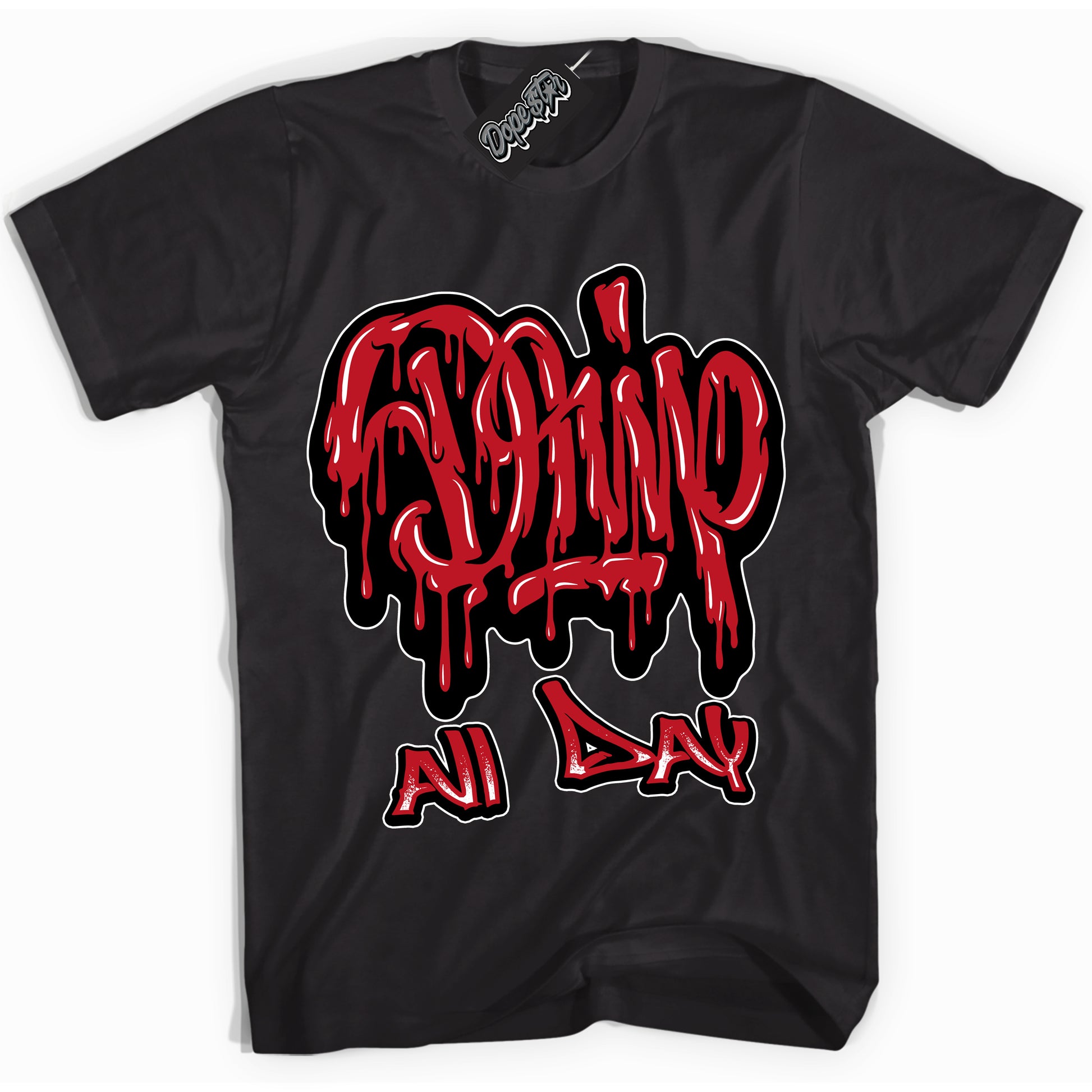 Cool Black Shirt with “Drip All Day” design that perfectly matches the Trophy Room 1s Jordans.