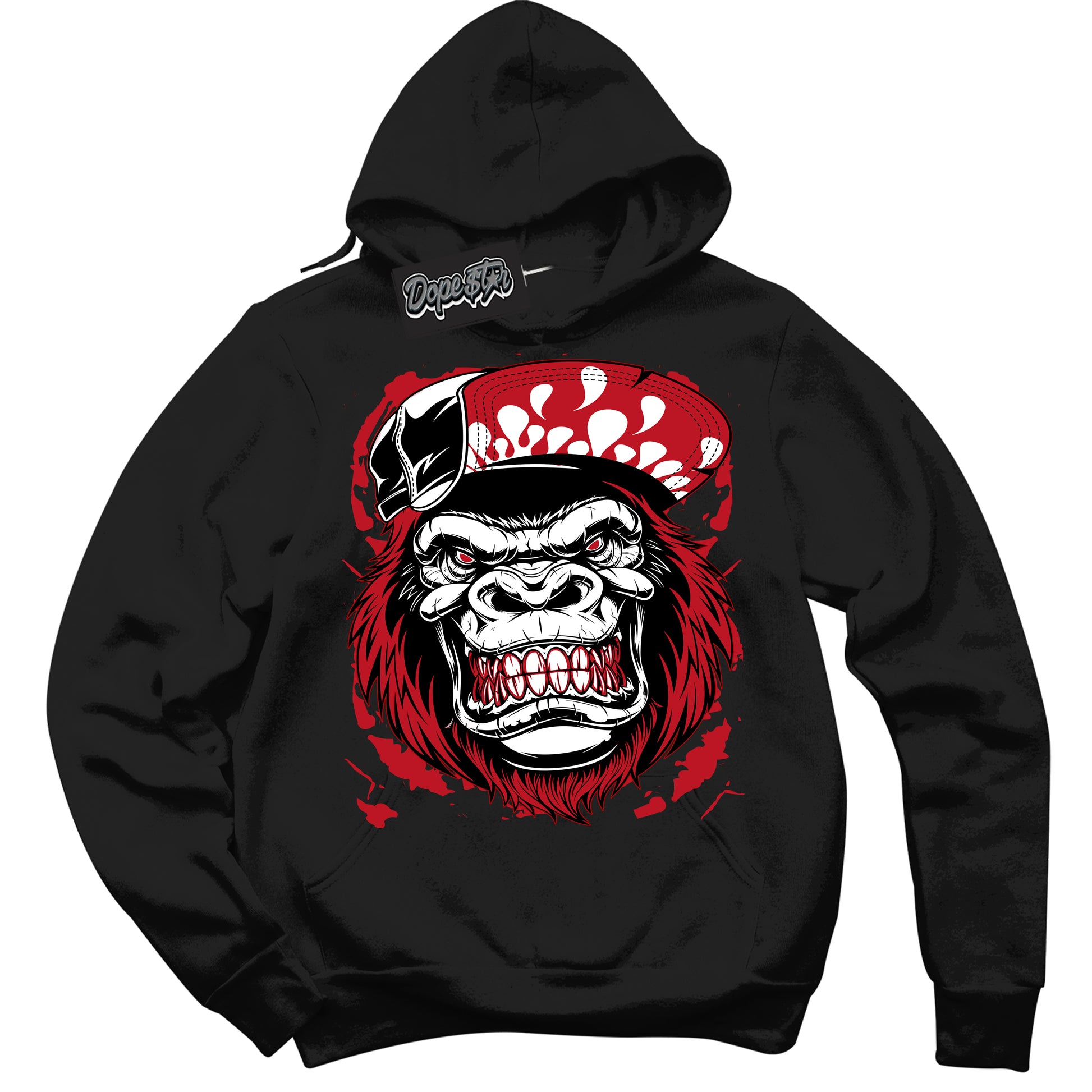 Cool Black Hoodie with “Gorilla Beast” design that Perfectly Matches Trophy Room 1s Jordans.