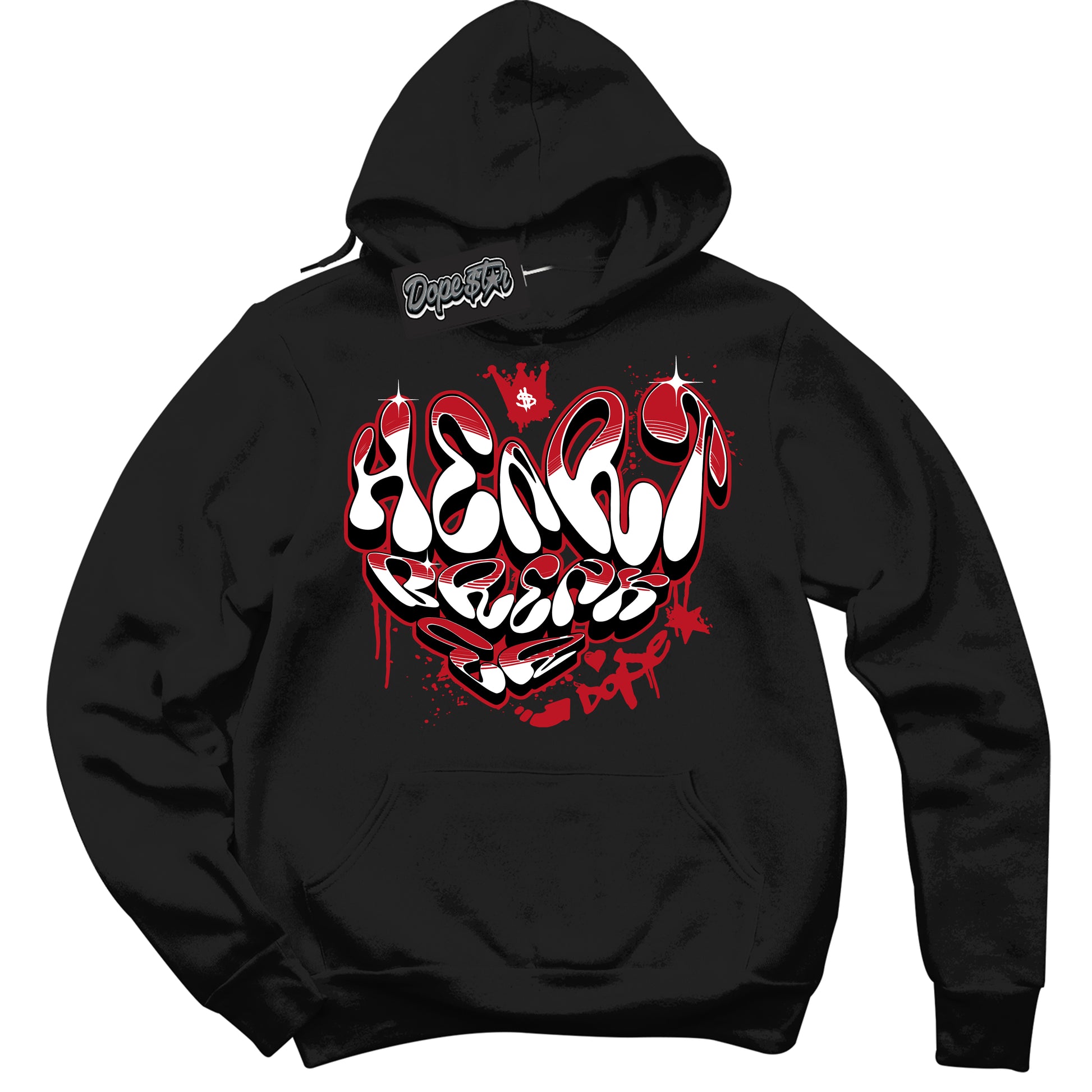 Cool Black Hoodie with “Heartbreaker Graffiti” design that Perfectly Matches Trophy Room 1s Jordans.