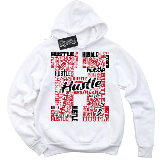 Cool White Hoodie with “Hustle H” design that Perfectly Matches Trophy Room 1s Jordans.