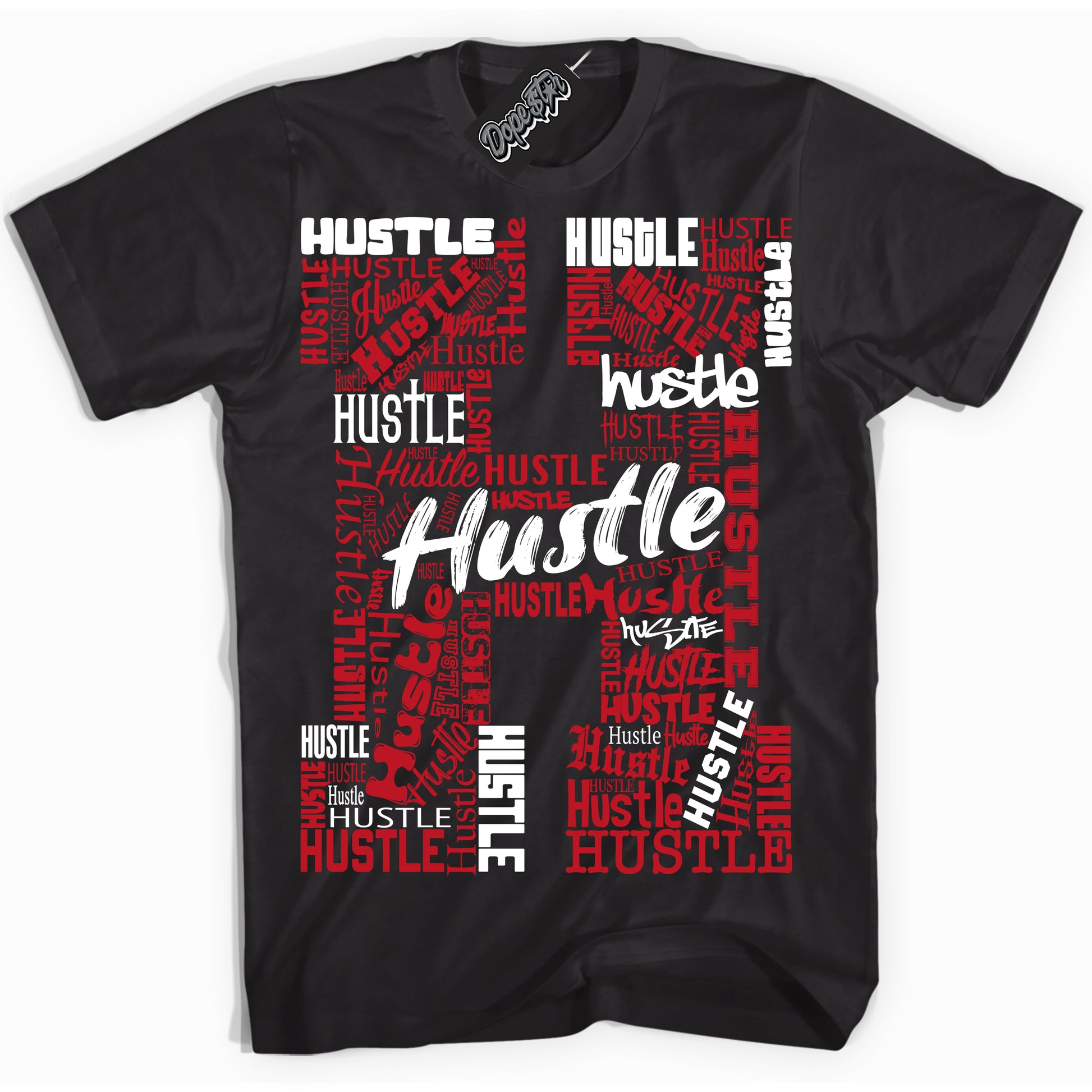 Cool Black Shirt with “Hustle H” design that perfectly matches the Trophy Room 1s Jordans.