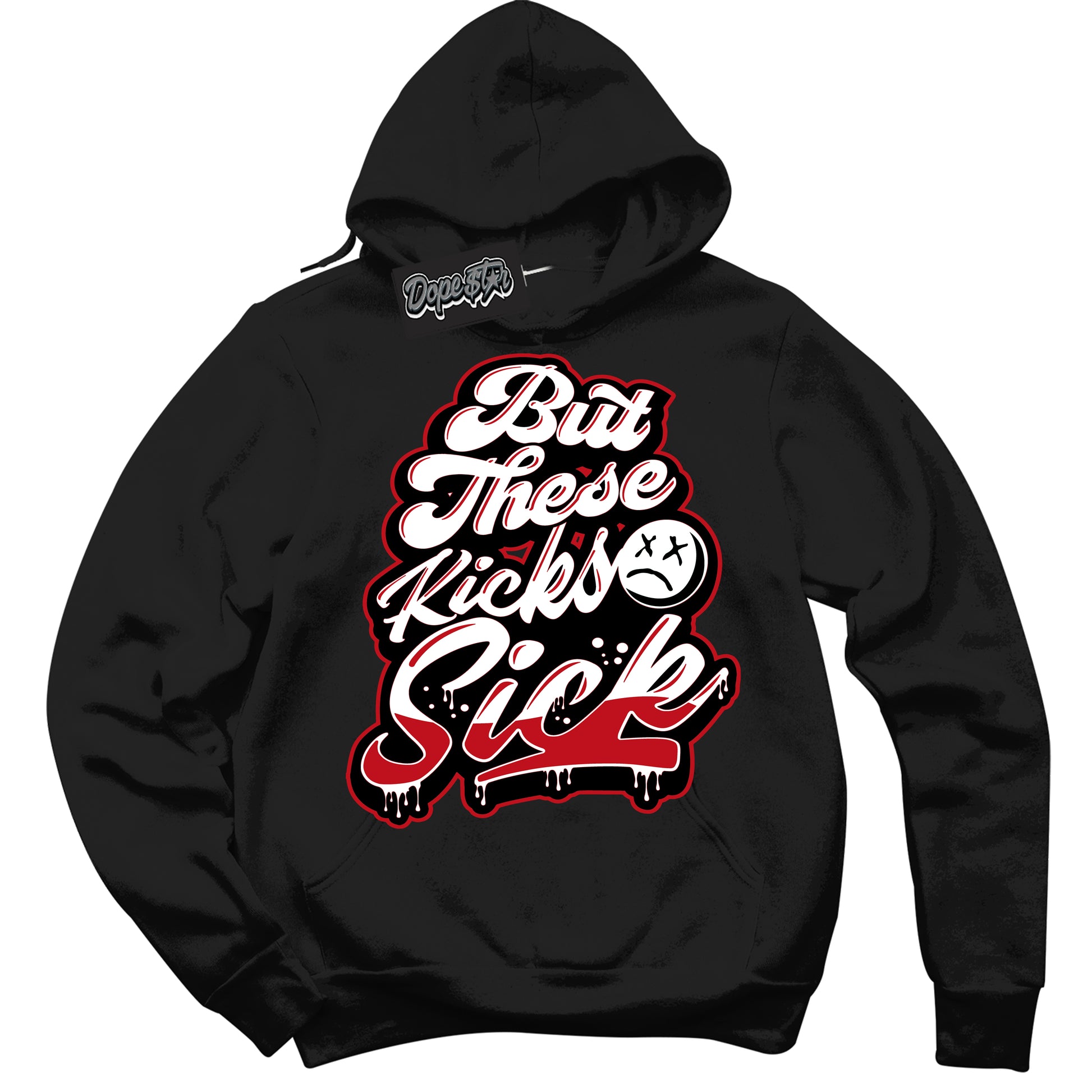 Cool Black Hoodie with “Kick Sick” design that Perfectly Matches Trophy Room 1s Jordans.