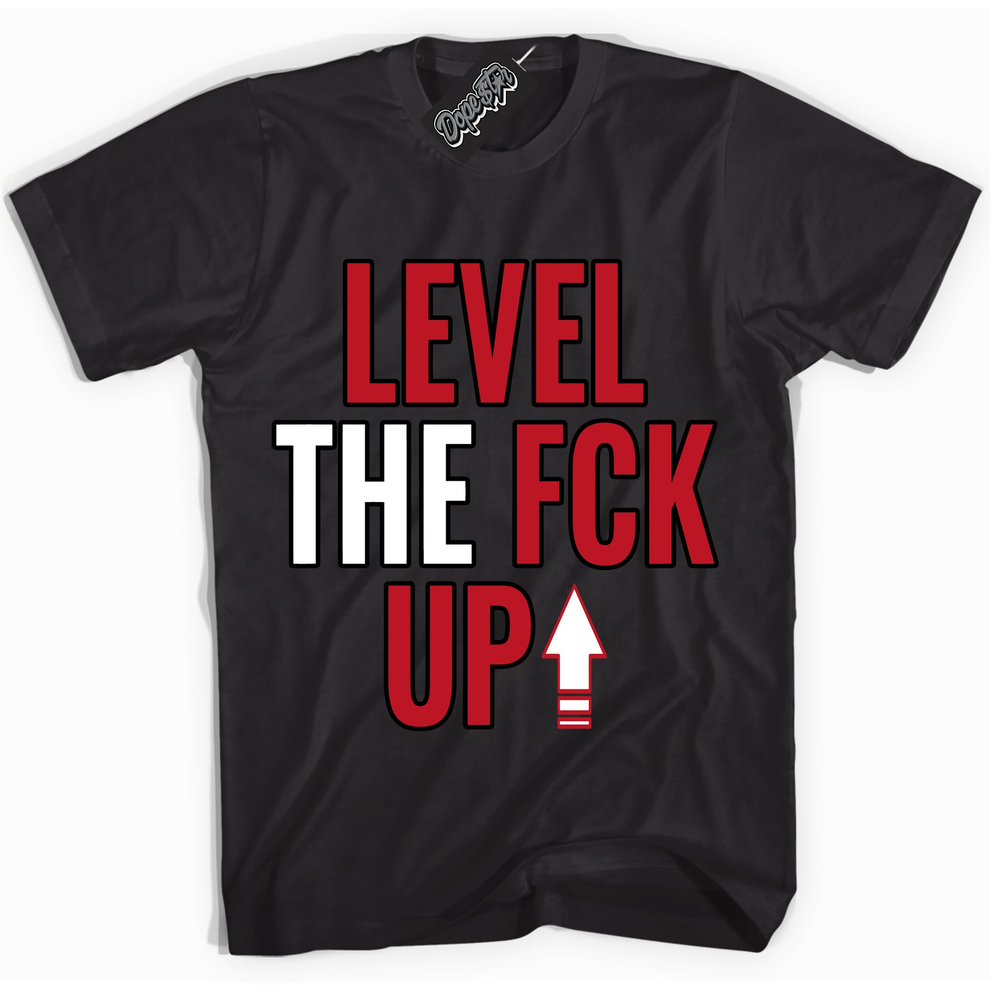 Cool Black Shirt with “Level The Fck Up” design that perfectly matches the Trophy Room 1s Jordans.