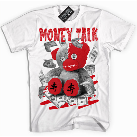 Cool White Shirt with “Money Talk Bear” design that perfectly matches the Trophy Room 1s Jordans.