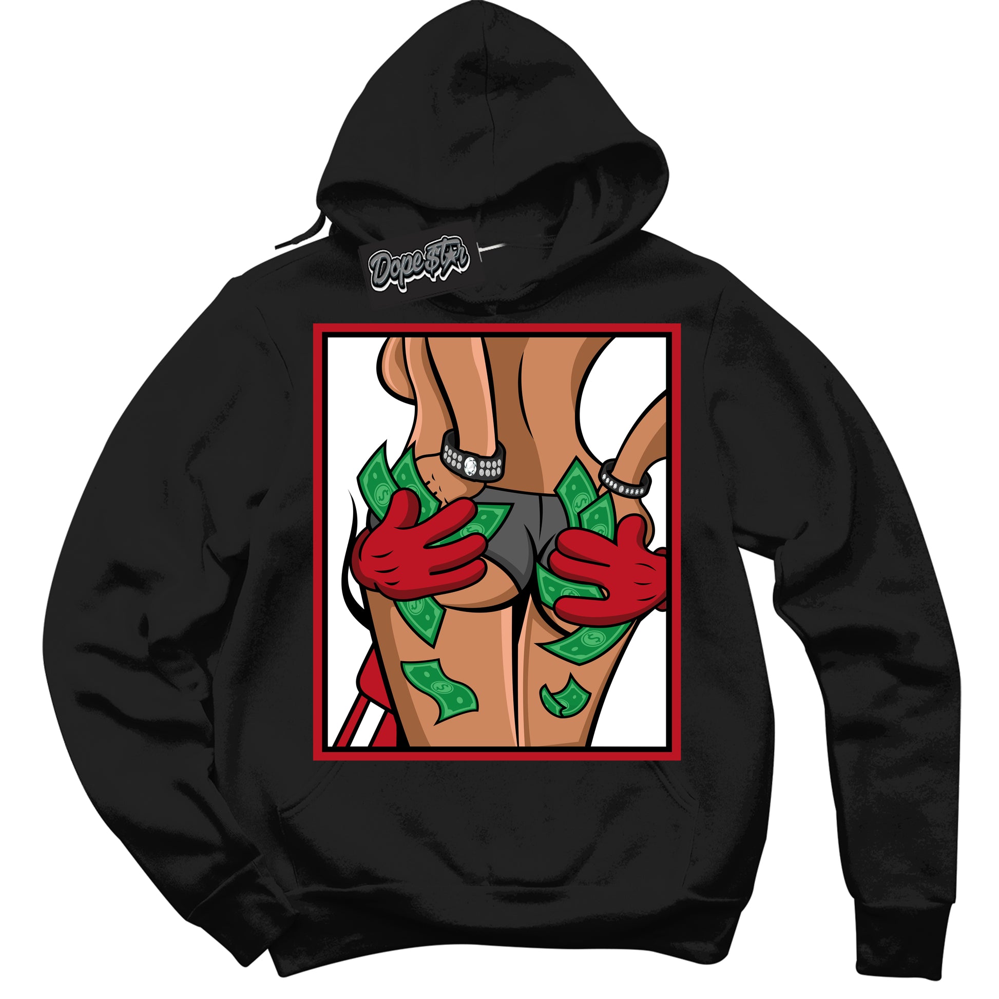 Cool Black Hoodie with “Money Hands” design that Perfectly Matches Trophy Room 1s Jordans.