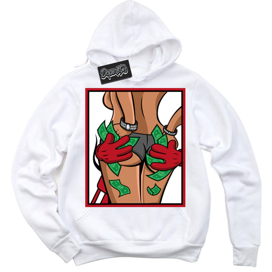 Cool White Hoodie with “Money Hands” design that Perfectly Matches Trophy Room 1s Jordans.