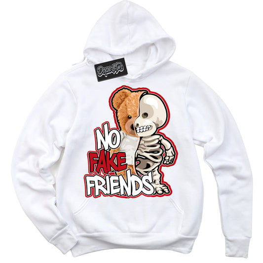 Cool White Hoodie with “No Fake Friends” design that Perfectly Matches Trophy Room 1s Jordans.
