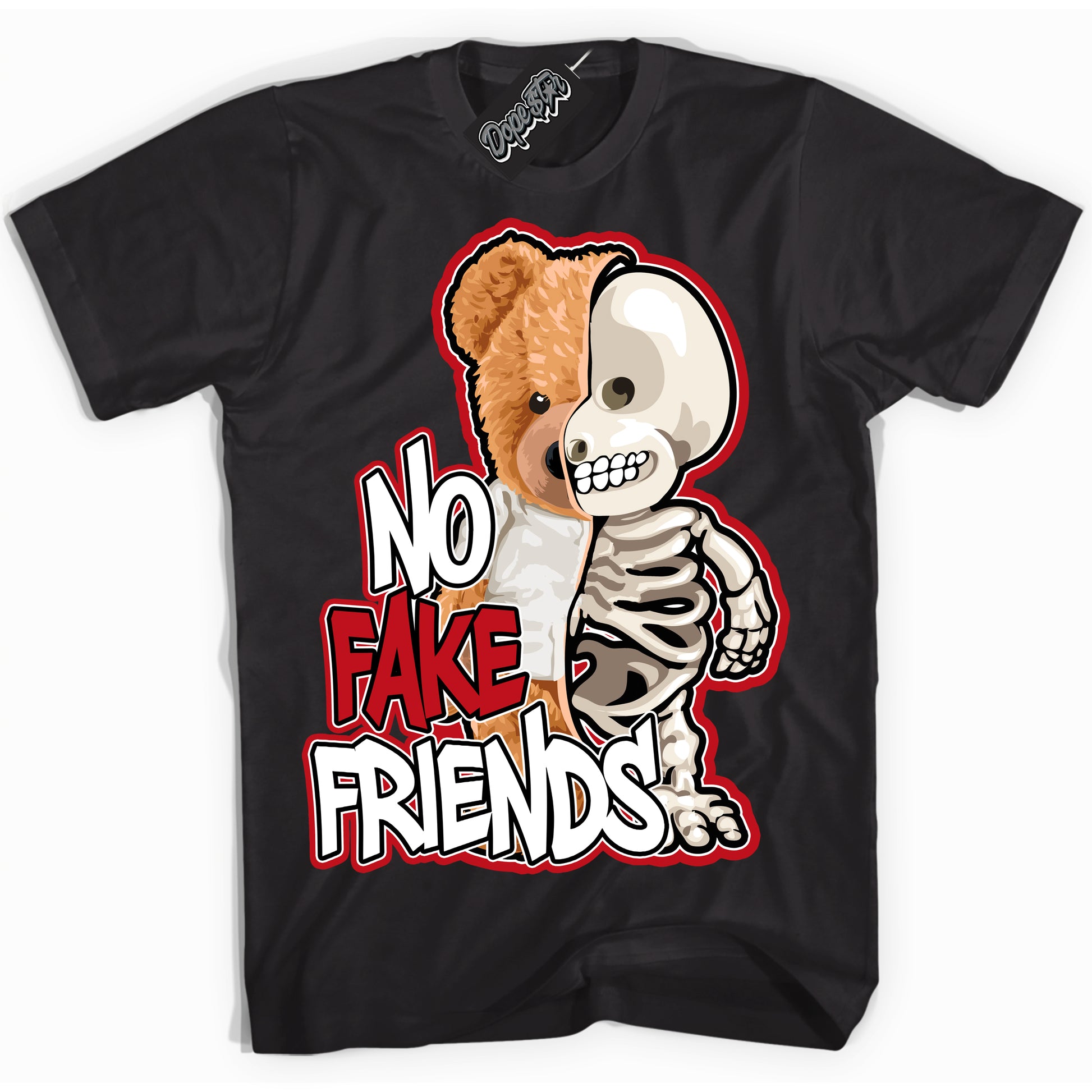 Cool Black Shirt with “No Fake Friends” design that perfectly matches the Trophy Room 1s Jordans.