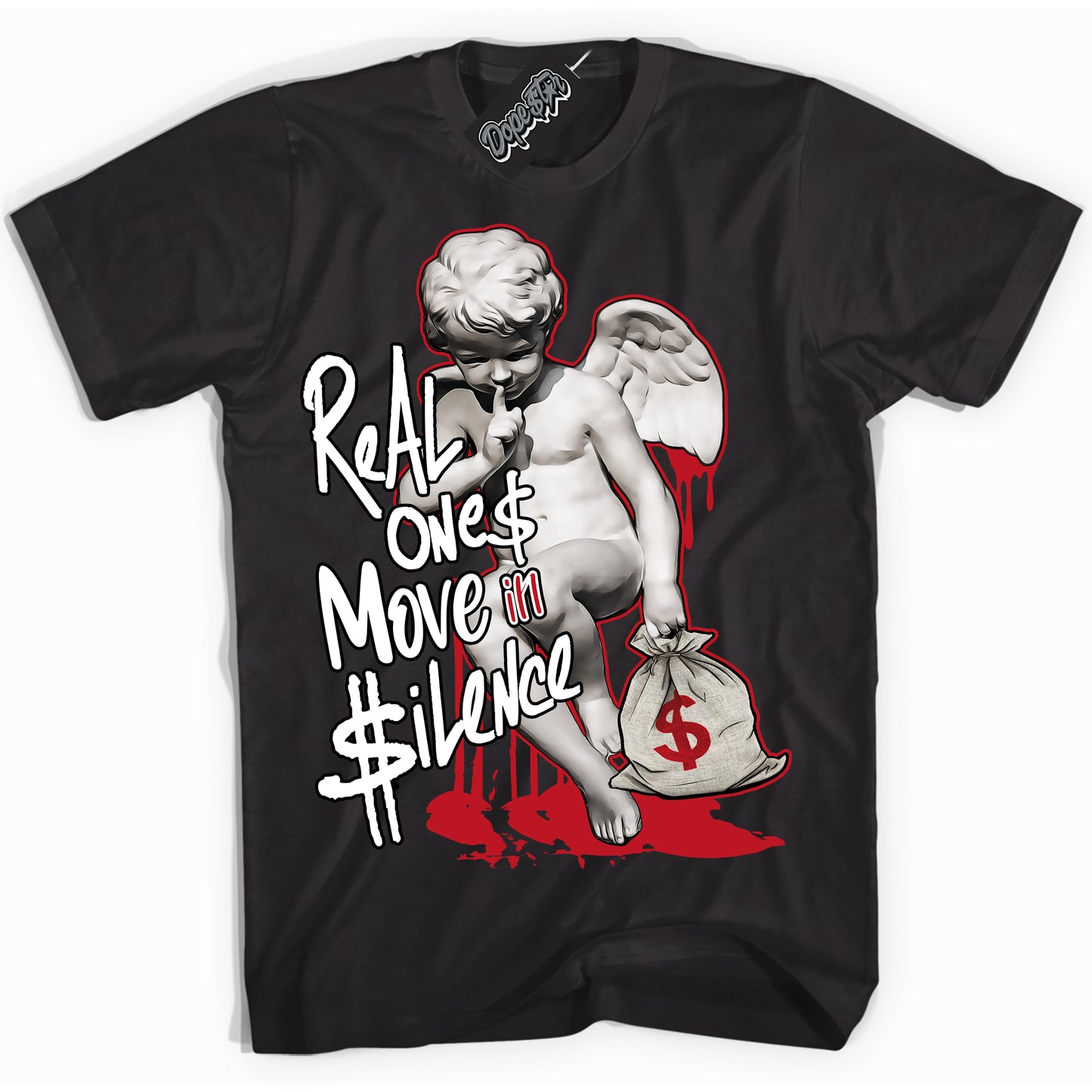 Cool Black Shirt with “Real Ones Cherub” design that perfectly matches the Trophy Room 1s Jordans.