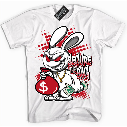 Cool White Shirt with “Secure The Bag” design that perfectly matches the Trophy Room 1s Jordans.