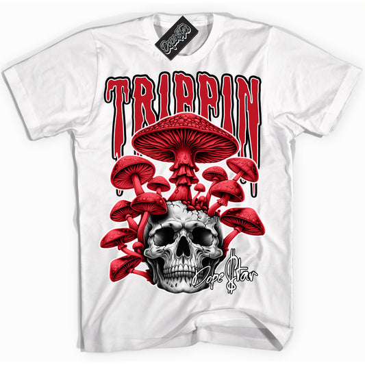 Cool White Shirt with “Trippin” design that perfectly matches Trophy Room 1s.