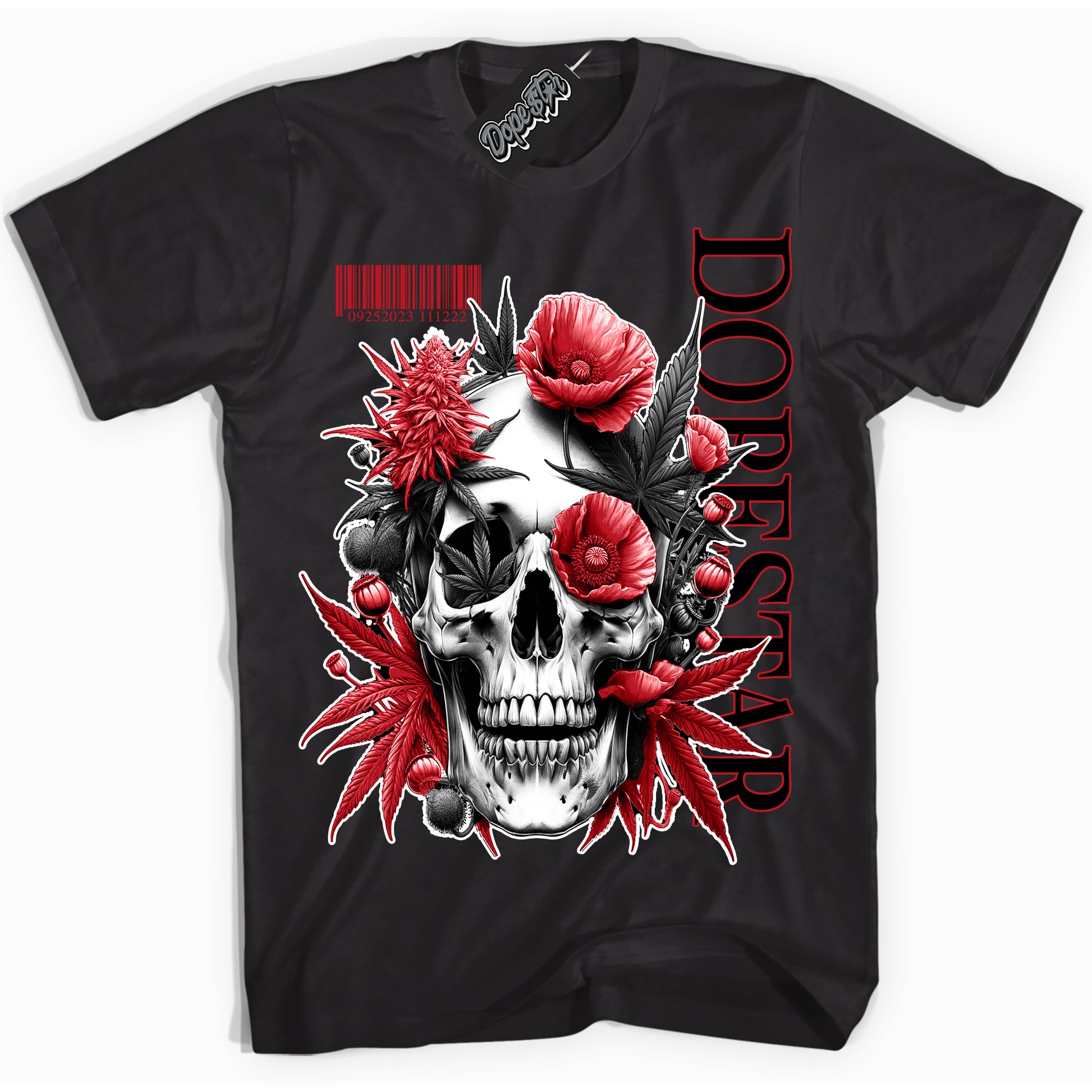 Cool Black Shirt with “Skull Poppies” design that perfectly matches the Trophy Room 1s Jordans.