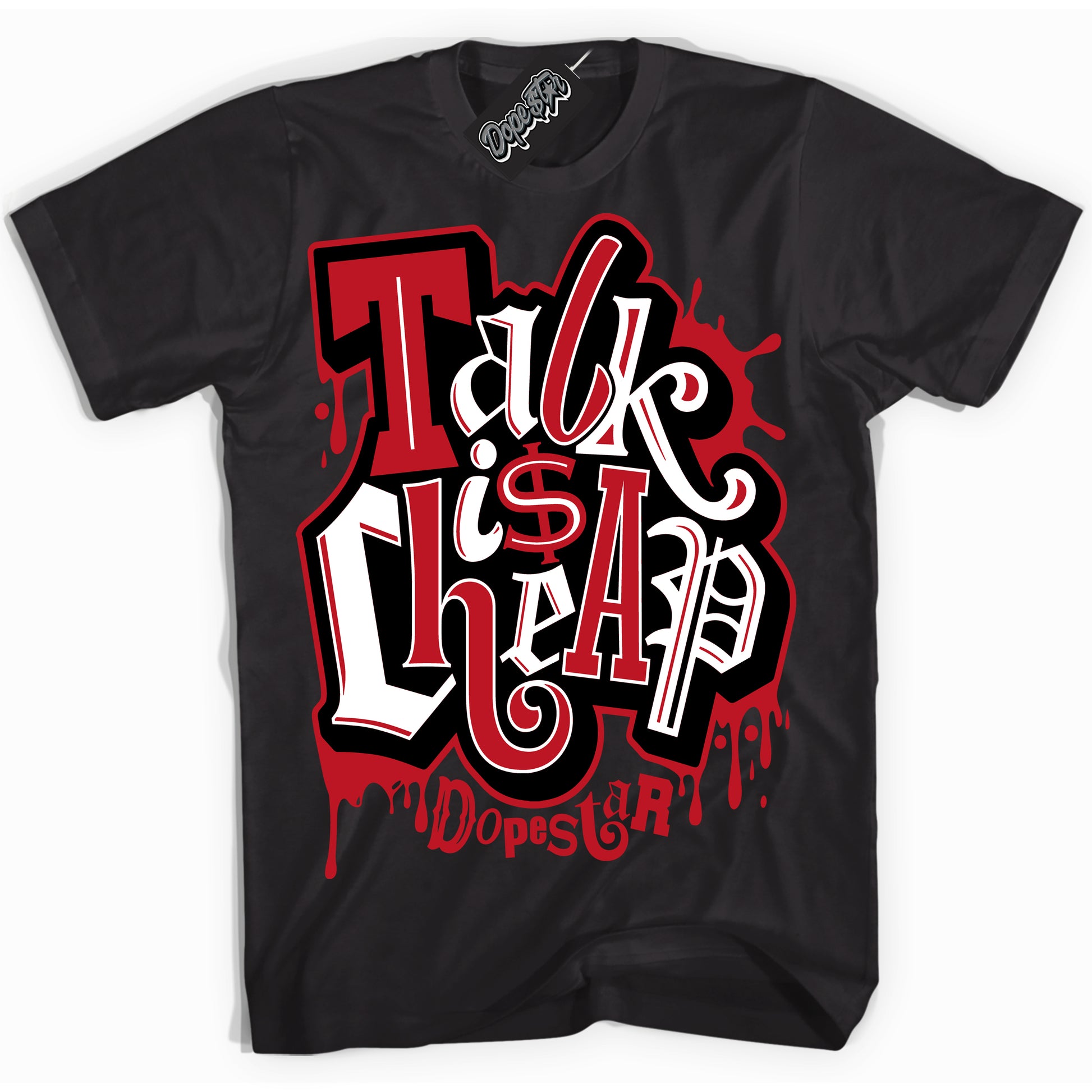 Cool Black Shirt with “Talk Is Cheap” design that perfectly matches the Trophy Room 1s Jordans.