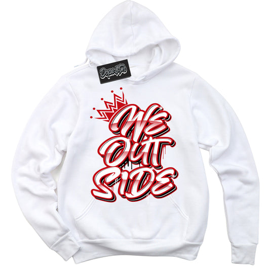 Cool White Hoodie with “We Outside” design that Perfectly Matches Trophy Room 1s Jordans.