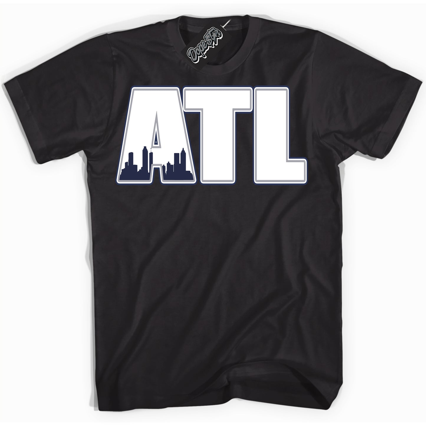 Cool Black Shirt with “Atlanta” design that perfectly matches the Midnight Navy 3s Jordans.

