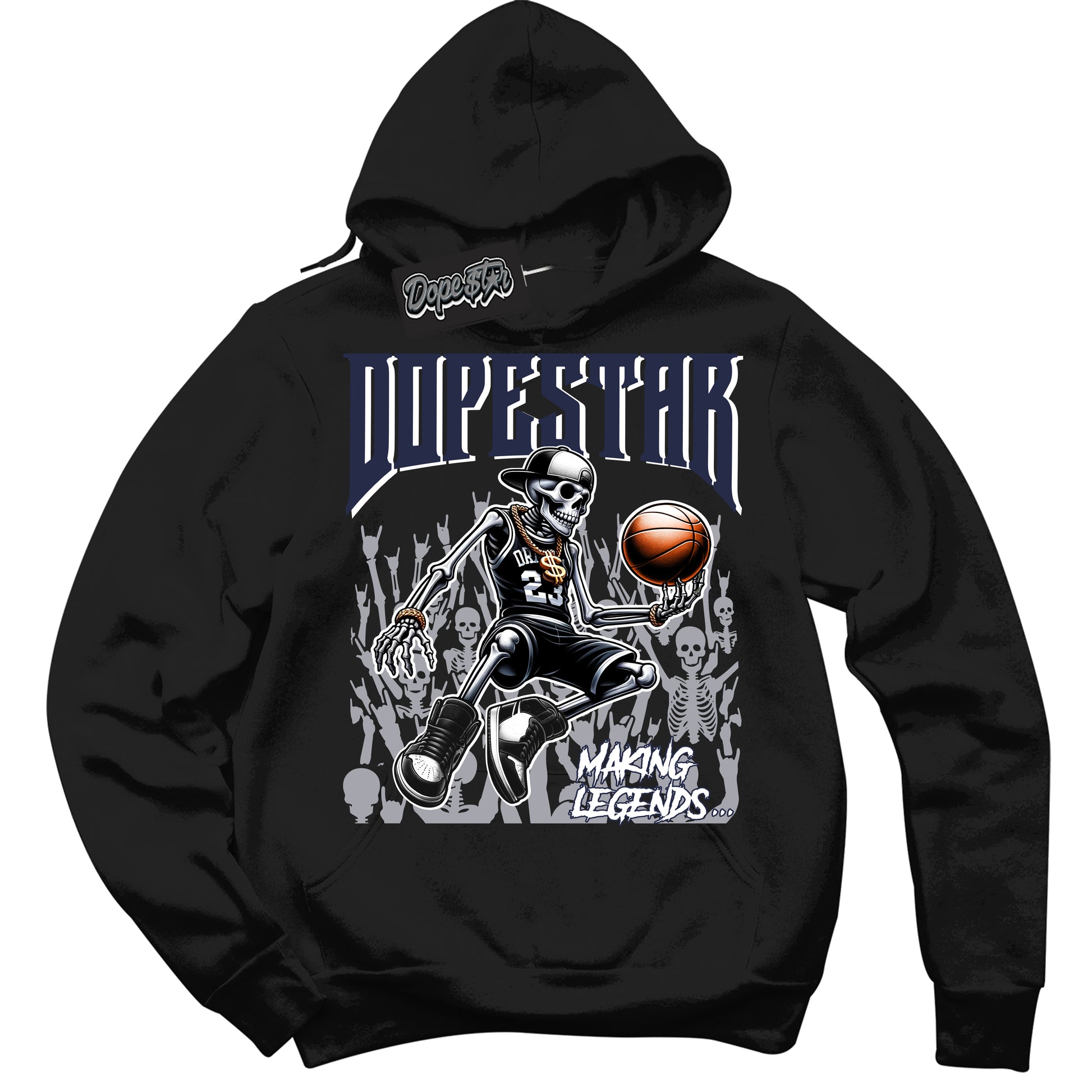 Cool Black Hoodie with “Making Legends” design that Perfectly Matches Midnight Navy 3s Jordans.
