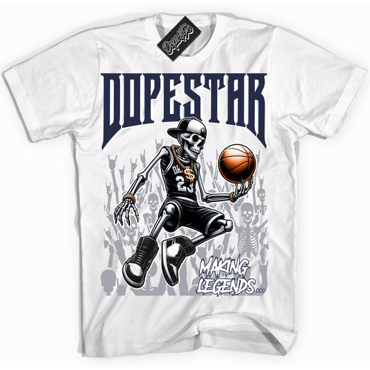 Cool White Shirt with “Making Legends” design that perfectly matches the Midnight Navy 3s Jordans.
