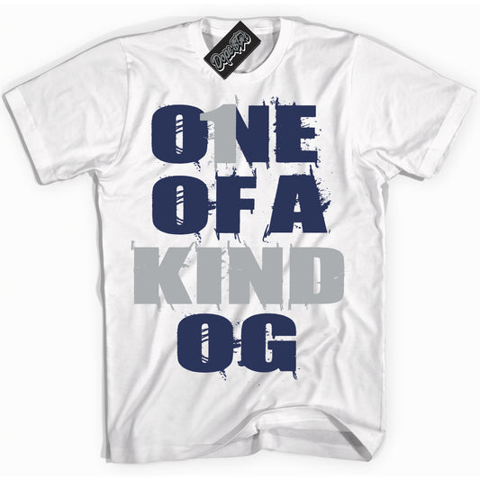 Cool White Shirt with “One Of A Kind” design that perfectly matches the Midnight Navy 3s Jordans.
