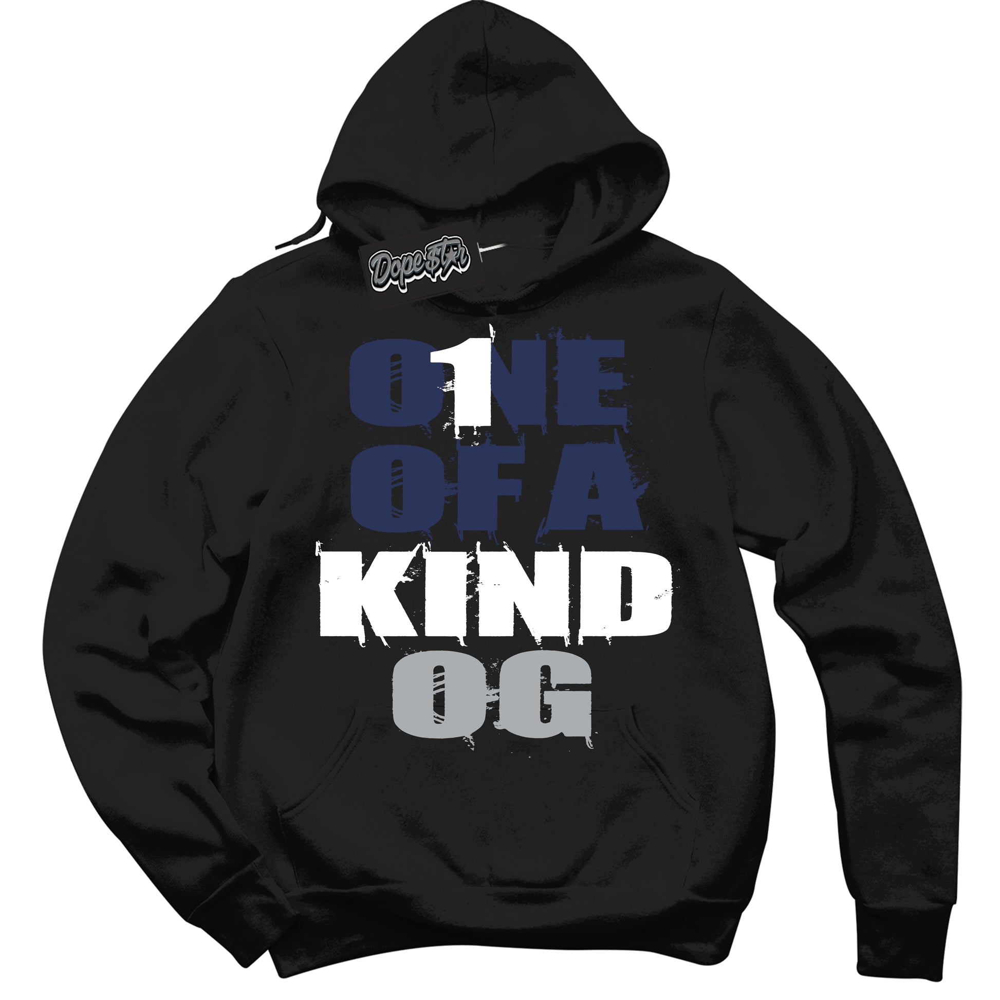 Cool Black Hoodie with “One Of A Kind” design that Perfectly Matches Midnight Navy 3s Jordans.
