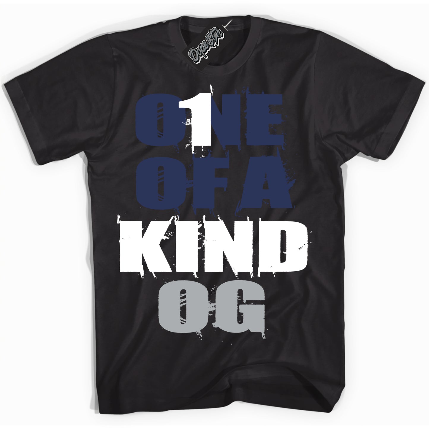 Cool Black Shirt with “One Of A Kind” design that perfectly matches the Midnight Navy 3s Jordans.
