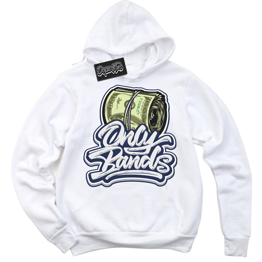 Cool White Hoodie with “Only Bands” design that Perfectly Matches Midnight Navy 3s Jordans.
