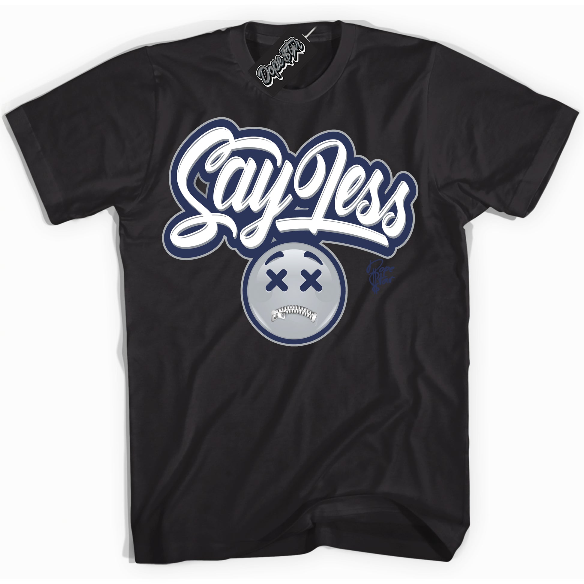 Cool Black Shirt with “Say Less” design that perfectly matches the Midnight Navy 3s Jordans.
