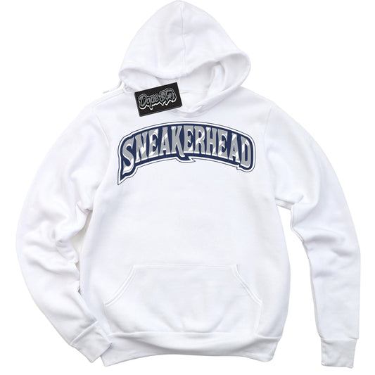 Cool White Hoodie with “Sneakerhead” design that Perfectly Matches Midnight Navy 3s Jordans.
