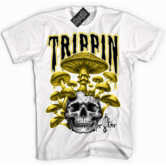Cool White Shirt with “Trippin” design that perfectly matches Vivid Sulfur 4s.