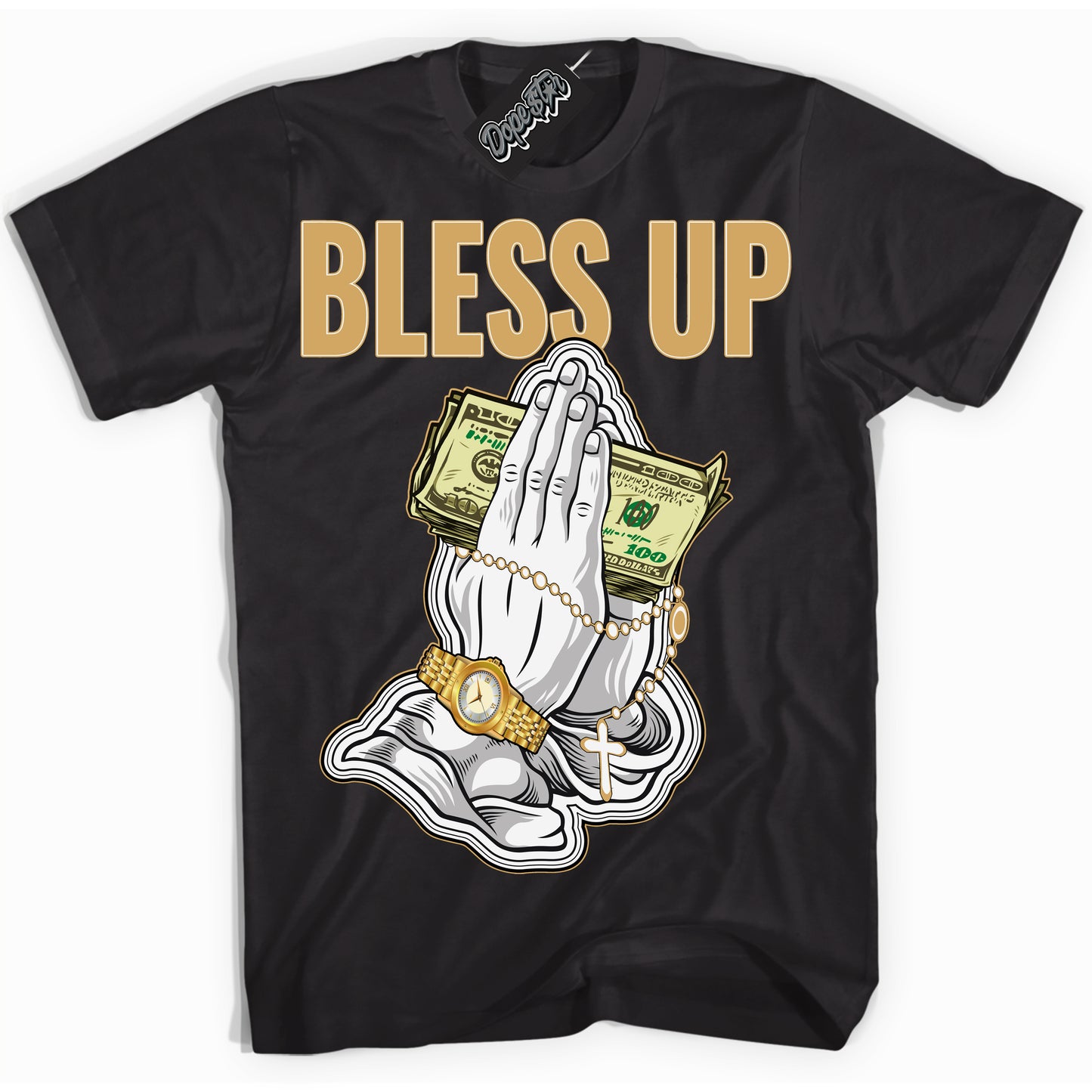 Cool Black Shirt with “ Bless Up ” design that perfectly matches Craft Paris 6s Jordans.